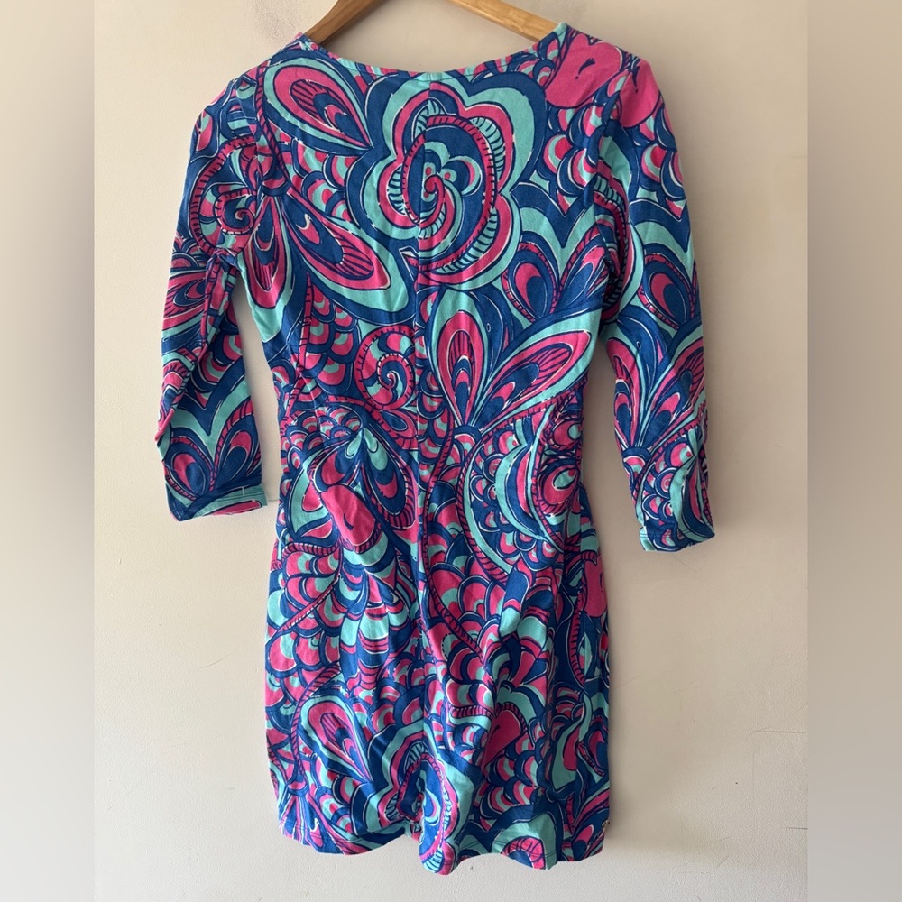 Lilly Pulitzer Stunning Clark V- Neck French Terry Reel Me In Brewster Dress - Picture 4 of 7